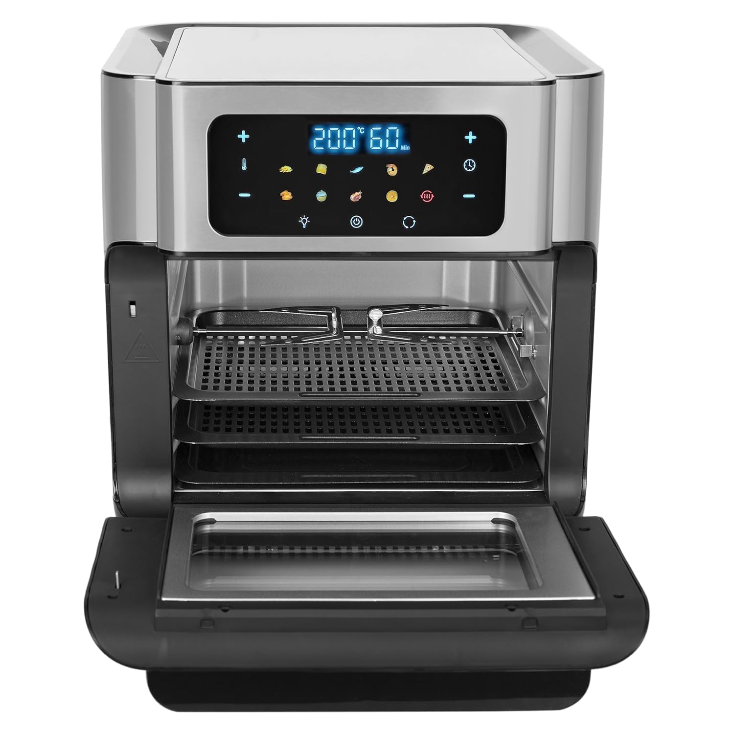 AMERICAN MICRONIC® 15 L Digital Air Fryer Oven | 1600W TurboTunnel Fresh Air Technology | 200°C Max Temp | 90-Min Timer | 8 Preset Menus | | Includes Recipe Book