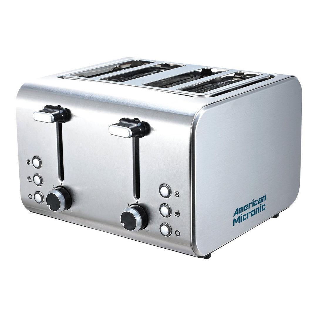 American Micronic 4 Slice Imported Stainless Steel 2-in-1 Pop-Up Toaster